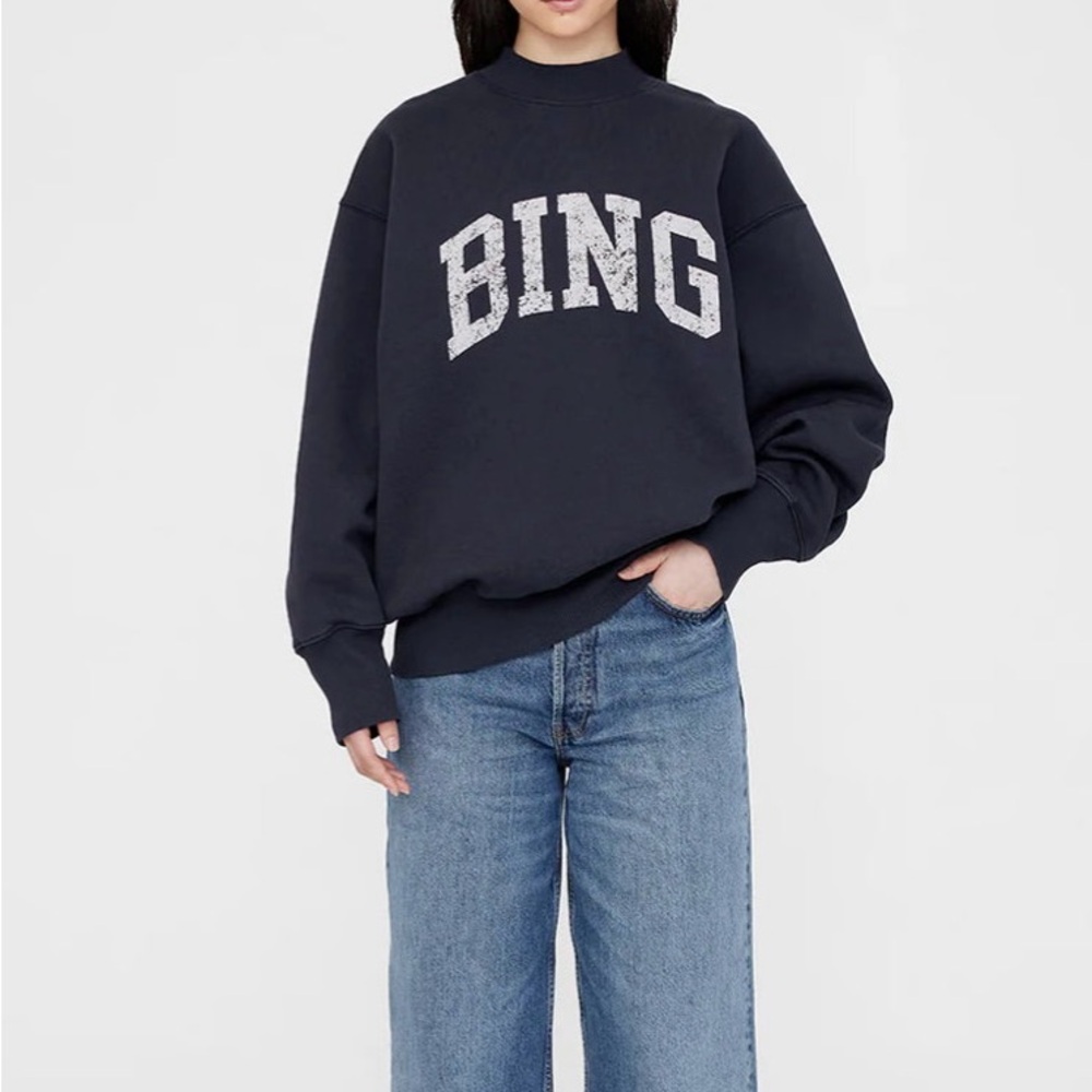 Anine Bing Navy  Sweatshirt with White Lettering